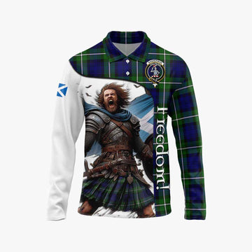 Bannerman Crest Tartan Long Sleeve Polo Shirt Inspired by the Freedom of Scottish Warrior Unisex - Tartan Vibes Clothing