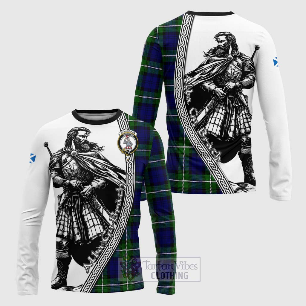 Bannerman Tartan Clan Crest Long Sleeve T-Shirt with Highlander Warrior Celtic Style Unisex - Tartan Vibes Clothing
