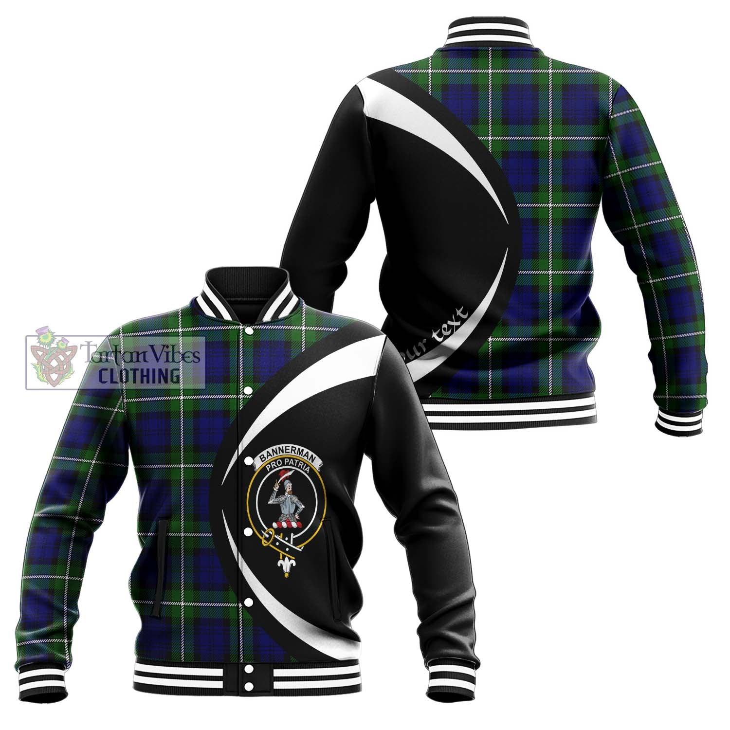 Bannerman Tartan Baseball Jacket with Family Crest Circle Style Unisex - Tartan Vibes Clothing