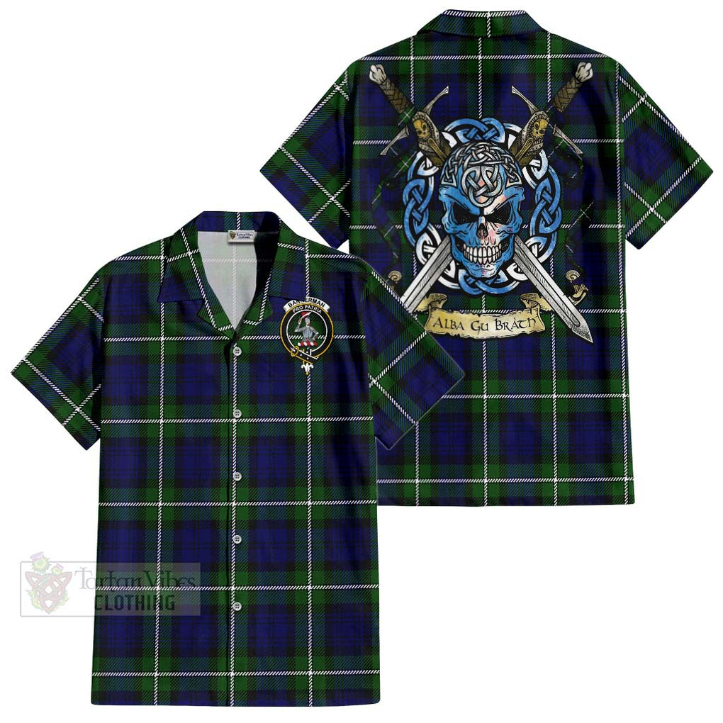 Bannerman Tartan Hawaiian Shirt with Family Crest Celtic Skull Style Kid - Tartan Vibes Clothing