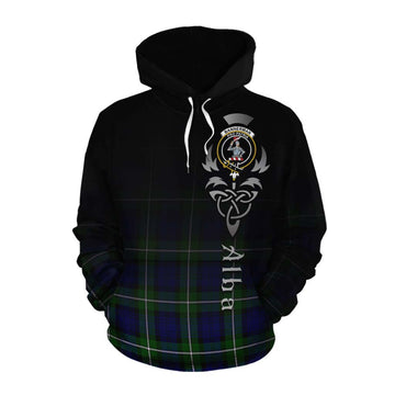 Tartan Vibes Clothing Bannerman Tartan Cotton Hoodie Featuring Alba Gu Brath Family Crest Celtic Inspired