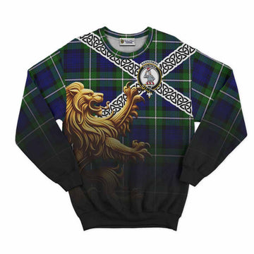 Bannerman Crest Tartan Sweatshirt with Golden Lion Emblem Celtic Style Unisex - Tartan Vibes Clothing