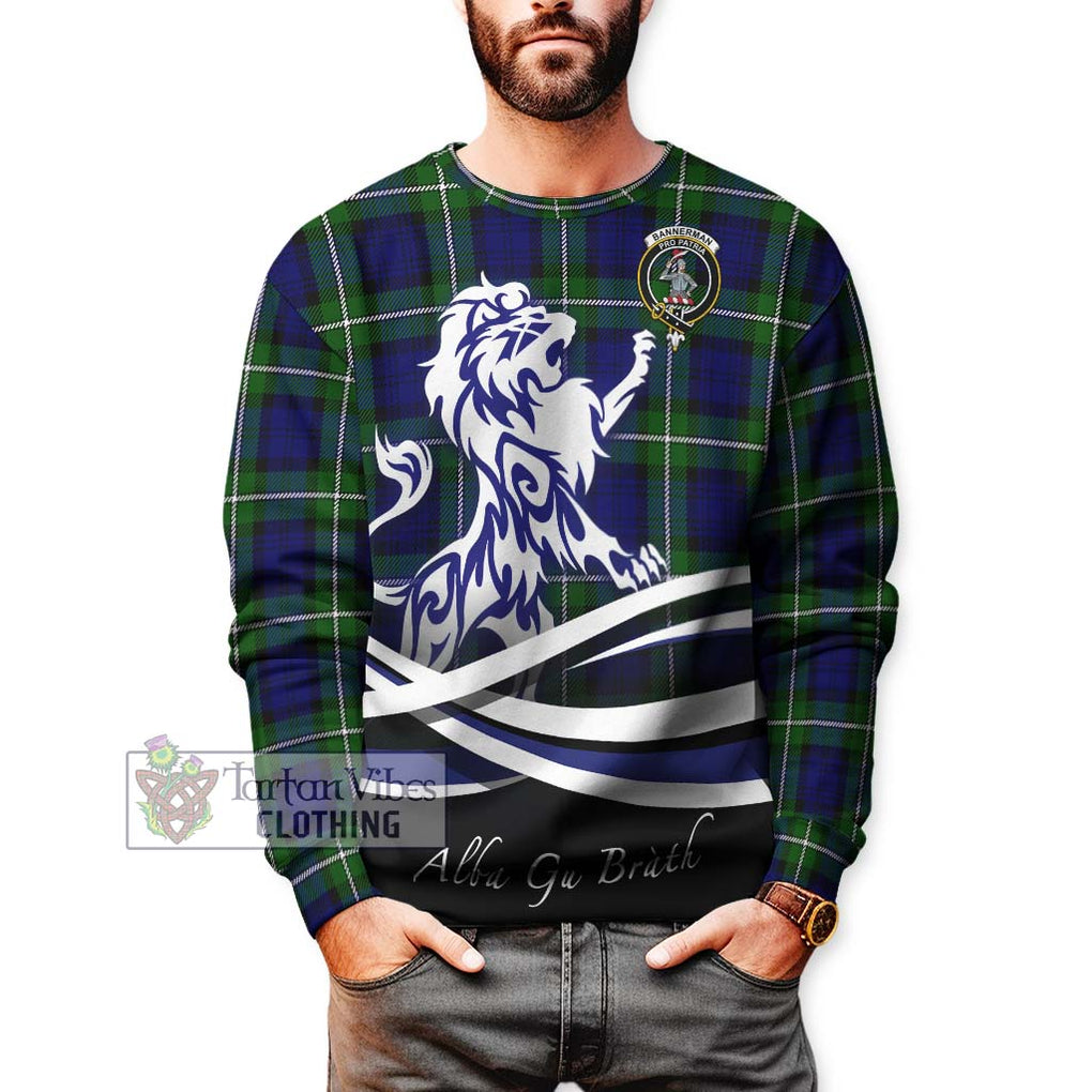 Bannerman Tartan Sweatshirt with Alba Gu Brath Regal Lion Emblem Unisex - Tartan Vibes Clothing