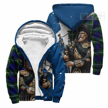 Bannerman Tartan Sherpa Hoodie with Family Crest Scottish Bagpiper Vibes Unisex - Tartan Vibes Clothing