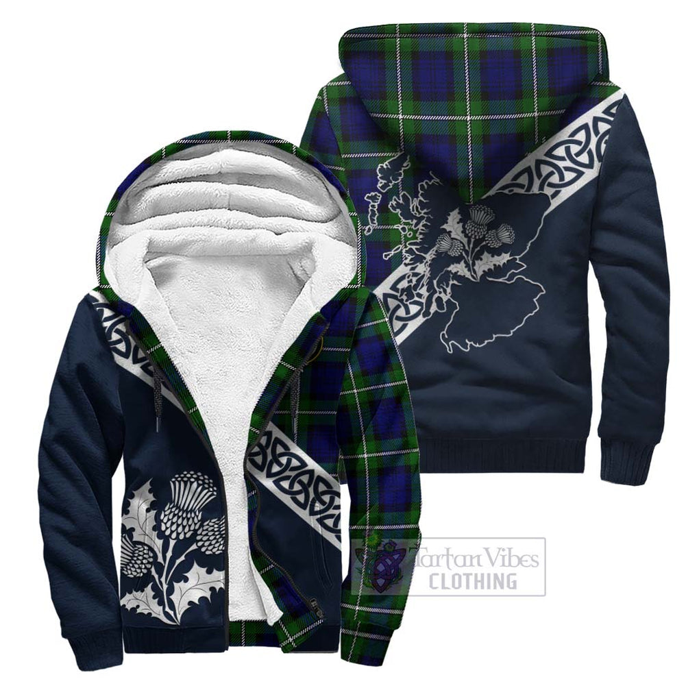 Bannerman Tartan Sherpa Hoodie Featuring Thistle and Scotland Map Unisex - Tartan Vibes Clothing