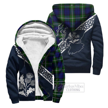 Bannerman Tartan Sherpa Hoodie Featuring Thistle and Scotland Map Unisex - Tartan Vibes Clothing