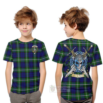 Bannerman Tartan Kid T-Shirt with Family Crest Celtic Skull Style Youth XL Size14 - Tartan Vibes Clothing