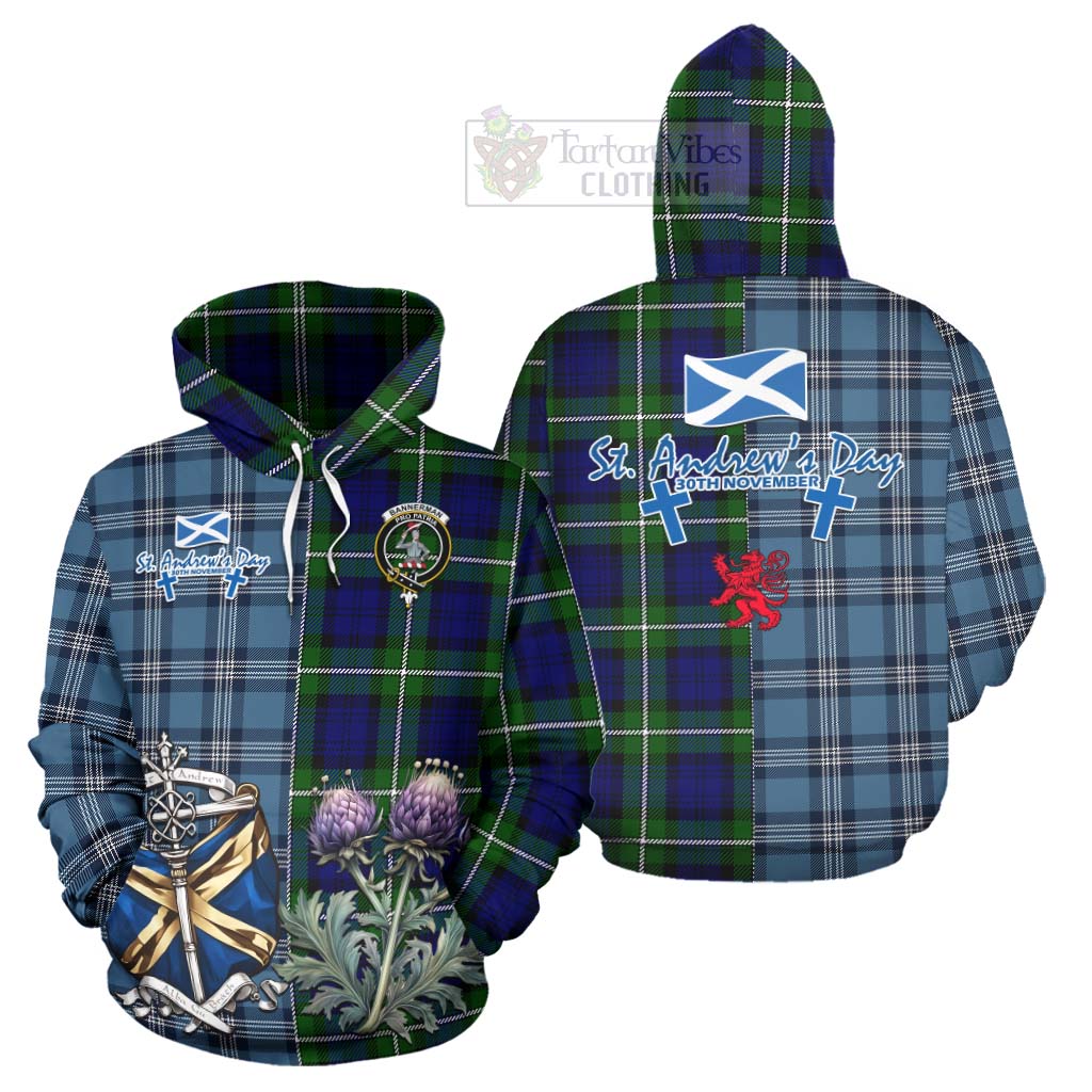 Bannerman Tartan Hoodie Happy St. Andrew's Day Half Tartan Style Zip Hoodie - Tartan Vibes Clothing
