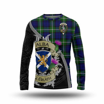 Bannerman Tartan Family Crest Long Sleeve T-Shirt Lion Rampant Royal Thistle Shield Celtic Inspired Unisex - Tartan Vibes Clothing