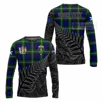 Bannerman Crest Tartan Long Sleeve T-Shirt with New Zealand Silver Fern Half Style Unisex - Tartan Vibes Clothing