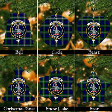 Bannerman Tartan Christmas Ceramic Ornaments with Family Crest Ceramic - Tartan Vibes Clothing