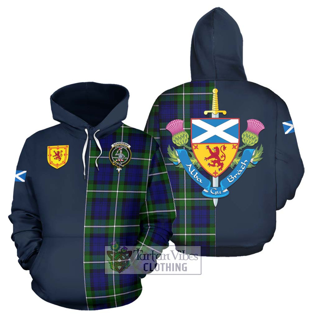 Bannerman Tartan Hoodie Alba with Scottish Lion Royal Arm Half Style Zip Hoodie - Tartan Vibes Clothing