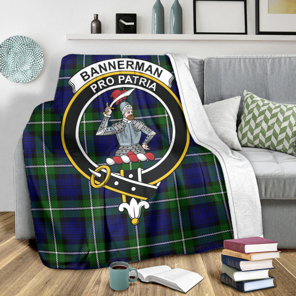 Bannerman Tartan Blanket with Family Crest X-Large 59 x 79 inches 150 x 200 cm - Tartan Vibes Clothing