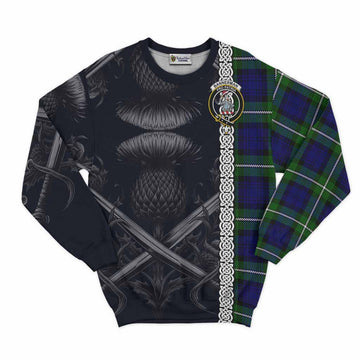 Bannerman Tartan Sweatshirt with Family Crest Cross Sword Thistle Celtic Vibes Unisex - Tartan Vibes Clothing