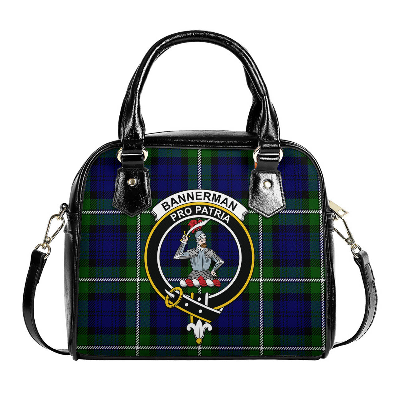 Bannerman Tartan Shoulder Handbags with Family Crest One Size 9*21*24 cm (3.54*8.27*9.45 inches) - Tartan Vibes Clothing