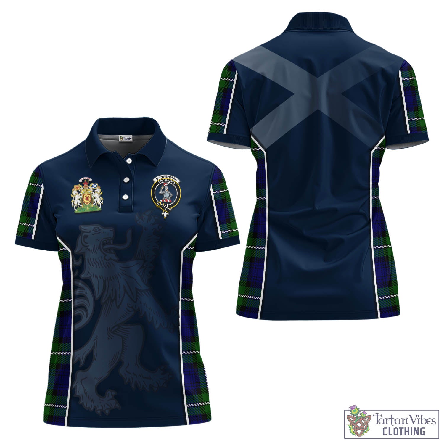 Tartan Vibes Clothing Bannerman Tartan Women's Polo Shirt with Family Crest and Lion Rampant Vibes Sport Style