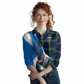 Bannerman Tartan Women's Casual Shirt with Family Crest Scotland Patriotic Style Female - Tartan Vibes Clothing