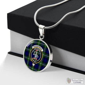 Bannerman Tartan Circle Necklace with Family Crest Luxury Necklace (Silver) No - Tartan Vibes Clothing