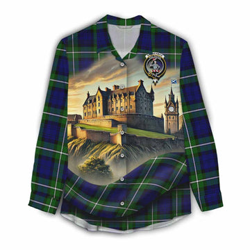 Bannerman Tartan Family Crest Women's Casual Shirt with Scottish Ancient Castle Style Female - Tartan Vibes Clothing