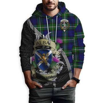 Bannerman Tartan Family Crest Hoodie Lion Rampant Royal Thistle Shield Celtic Inspired Pullover Hoodie - Tartan Vibes Clothing