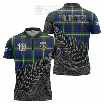 Bannerman Crest Tartan Zipper Polo Shirt with New Zealand Silver Fern Half Style Unisex - Tartan Vibes Clothing