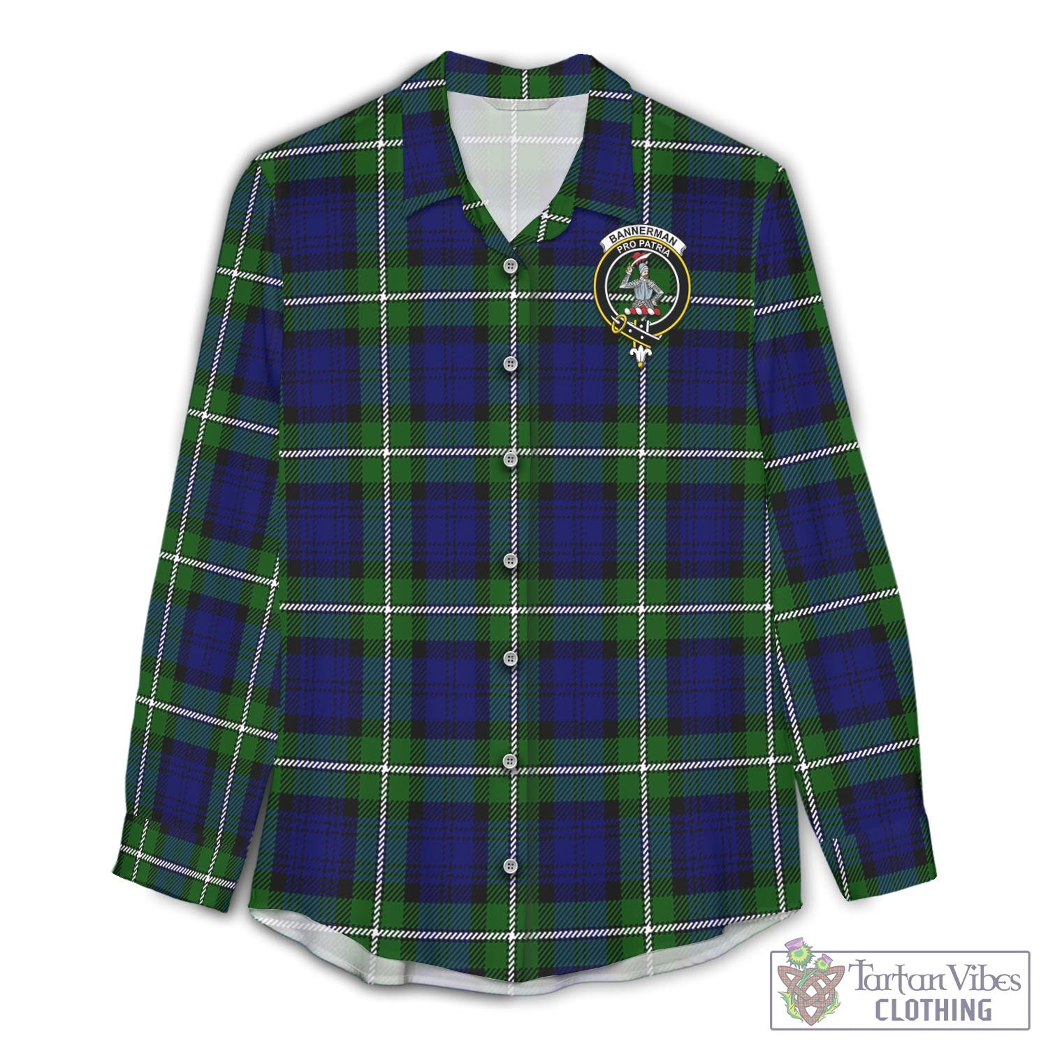 Bannerman Tartan Women's Casual Shirt with Family Crest Female - Tartan Vibes Clothing