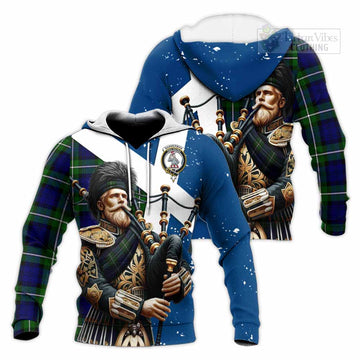Bannerman Tartan Knitted Hoodie with Family Crest Scottish Bagpiper Vibes Unisex Knitted Pullover Hoodie - Tartan Vibes Clothing