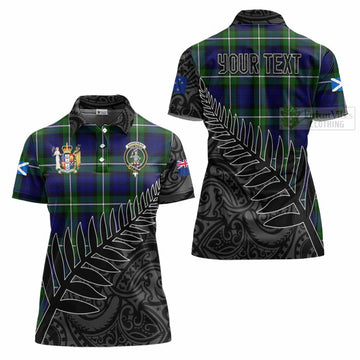 Bannerman Crest Tartan Women's Polo Shirt with New Zealand Silver Fern Half Style Women - Tartan Vibes Clothing