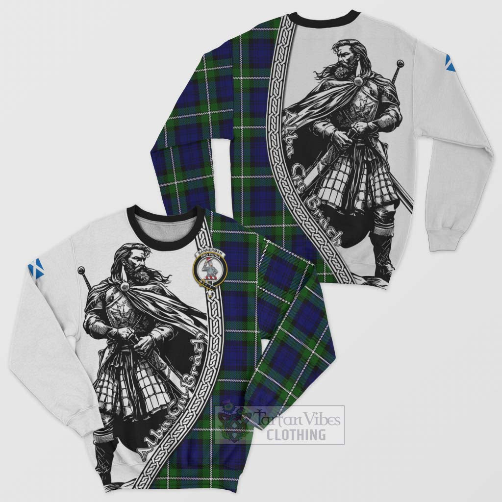 Bannerman Tartan Clan Crest Sweatshirt with Highlander Warrior Celtic Style Unisex - Tartan Vibes Clothing
