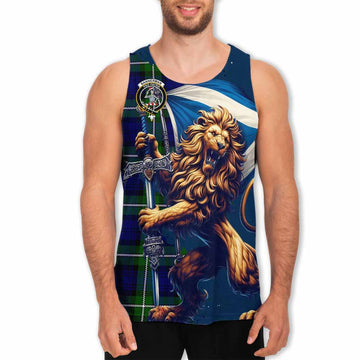 Bannerman Tartan Family Crest Men's Tank Top with Scottish Majestic Lion Men - Tartan Vibes Clothing