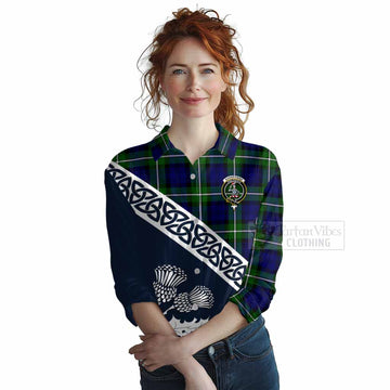 Bannerman Tartan Women's Casual Shirt Featuring Thistle and Scotland Map Female - Tartan Vibes Clothing