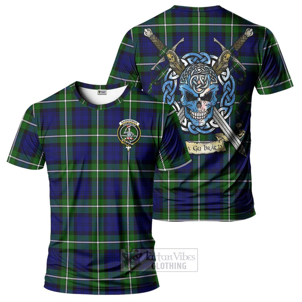 Bannerman Tartan T-Shirt with Family Crest Celtic Skull Style Kid's Shirt - Tartan Vibes Clothing