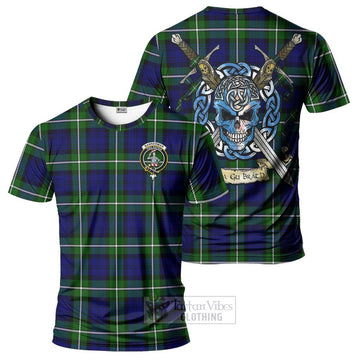 Tartan Vibes Clothing Bannerman Tartan T-Shirt with Family Crest Celtic Skull Style