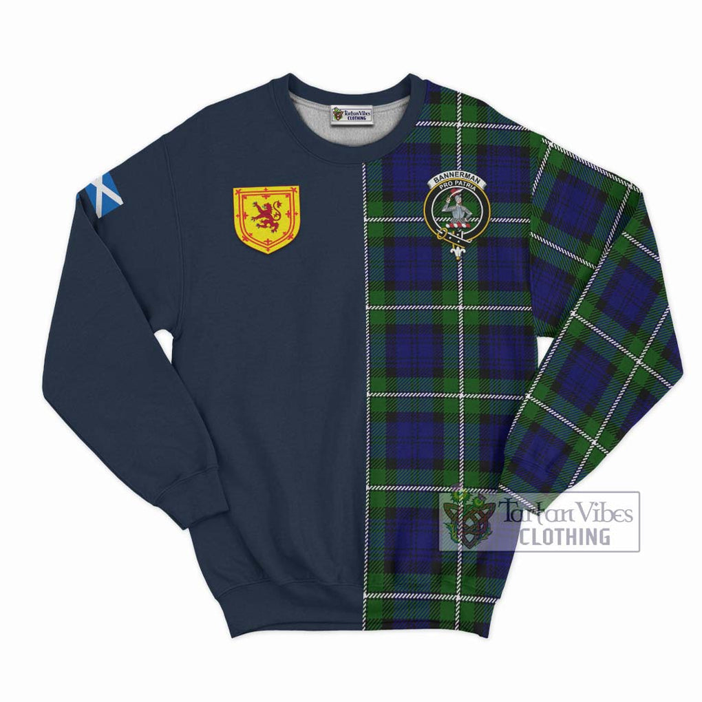 Bannerman Tartan Sweatshirt Alba with Scottish Lion Royal Arm Half Style Unisex - Tartan Vibes Clothing