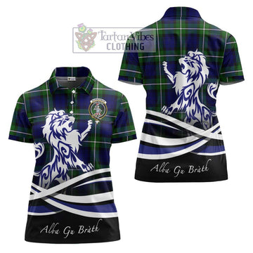 Bannerman Tartan Women's Polo Shirt with Alba Gu Brath Regal Lion Emblem Women - Tartan Vibes Clothing