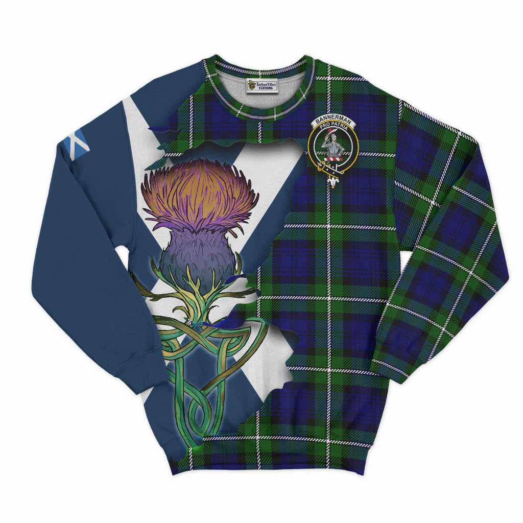 Tartan Vibes Clothing Bannerman Tartan Family Crest Sweatshirt Scottish Thistle Celtic Inspired