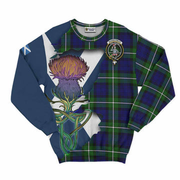 Tartan Vibes Clothing Bannerman Tartan Family Crest Sweatshirt Scottish Thistle Celtic Inspired
