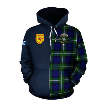 Bannerman Tartan Cotton Hoodie Alba with Scottish Lion Royal Arm Half Style Pullover Hoodie XS - Tartan Vibes Clothing