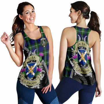 Bannerman Tartan Family Crest Women's Racerback Tanks Lion Rampant Royal Thistle Shield Celtic Inspired 4XL - Tartan Vibes Clothing