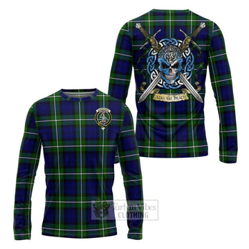 Bannerman Tartan Long Sleeve T-Shirt with Family Crest Celtic Skull Style Unisex - Tartan Vibes Clothing