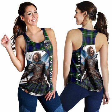 Bannerman Crest Tartan Women's Racerback Tanks Inspired by the Freedom of Scottish Warrior 4XL - Tartan Vibes Clothing
