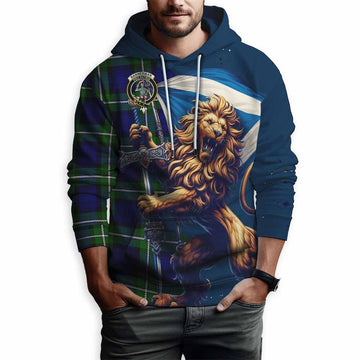 Bannerman Tartan Family Crest Hoodie with Scottish Majestic Lion Zip Hoodie - Tartan Vibes Clothing