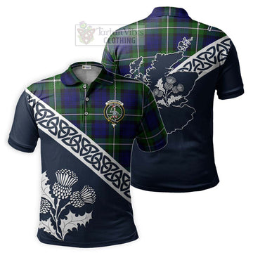 Bannerman Tartan Polo Shirt Featuring Thistle and Scotland Map Kid - Tartanvibesclothing Store