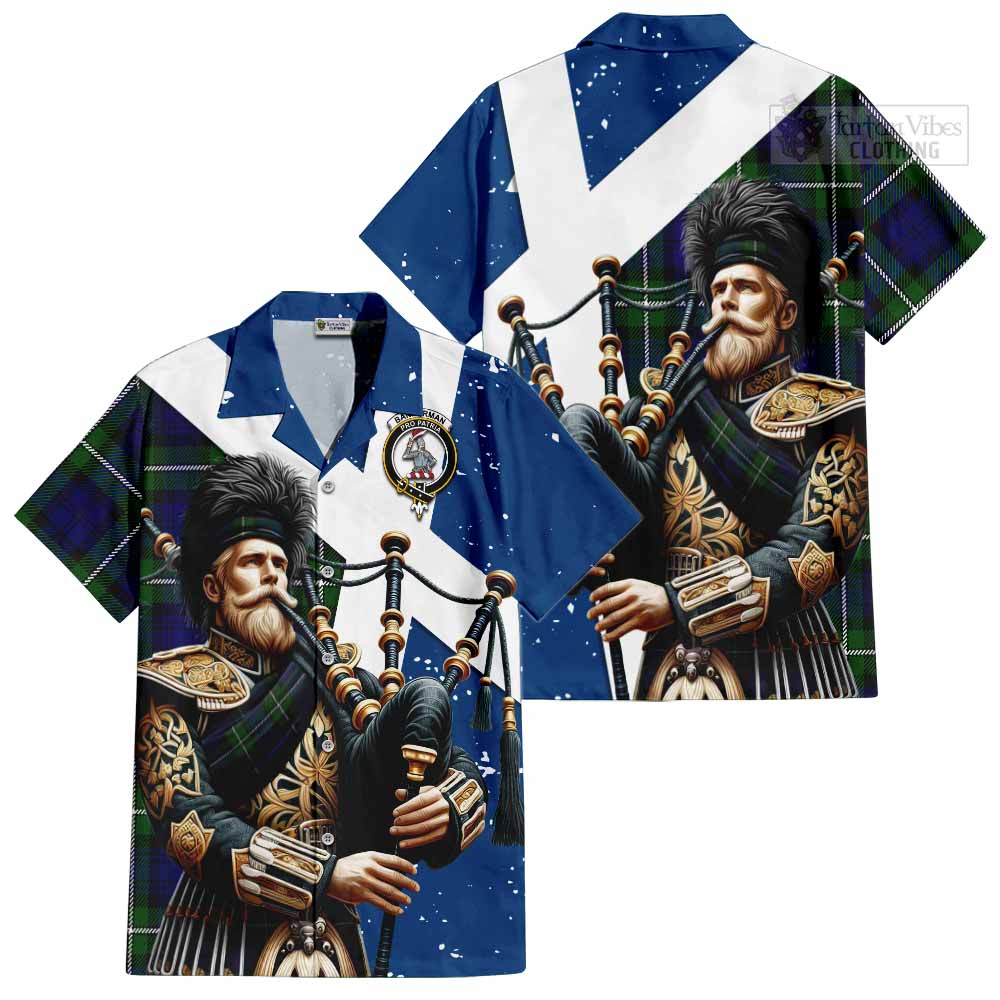 Bannerman Tartan Hawaiian Shirt with Family Crest Scottish Bagpiper Vibes Kid - Tartan Vibes Clothing