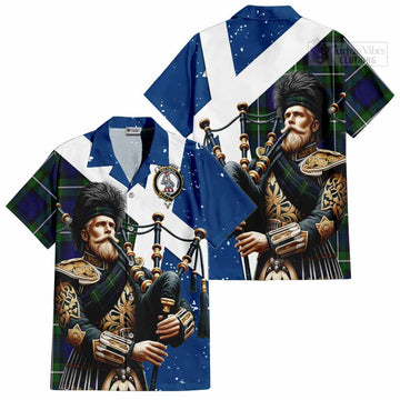 Bannerman Tartan Hawaiian Shirt with Family Crest Scottish Bagpiper Vibes Kid - Tartan Vibes Clothing