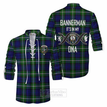 Bannerman Tartan Ghillie Kilt Shirt with Family Crest DNA In Me Style Men - Tartan Vibes Clothing