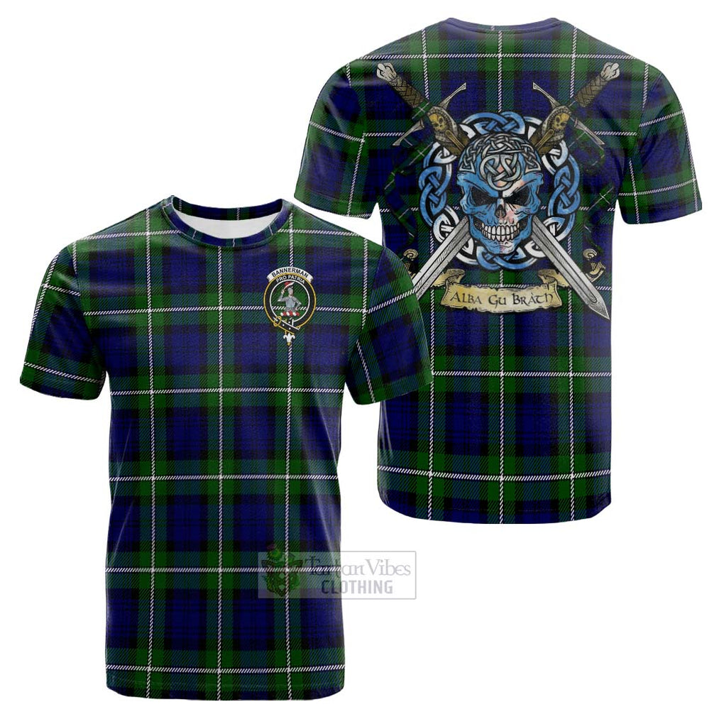 Bannerman Tartan Cotton T-shirt with Family Crest Celtic Skull Style Kid's Shirt - Tartan Vibes Clothing