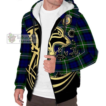 Bannerman Tartan Sherpa Hoodie with Family Crest Celtic Wolf Style Unisex S - Tartan Vibes Clothing