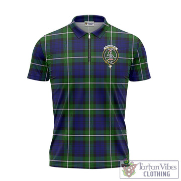 Bannerman Tartan Zipper Polo Shirt with Family Crest Unisex - Tartan Vibes Clothing