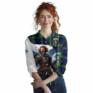Bannerman Crest Tartan Women's Casual Shirt Inspired by the Freedom of Scottish Warrior Female - Tartan Vibes Clothing